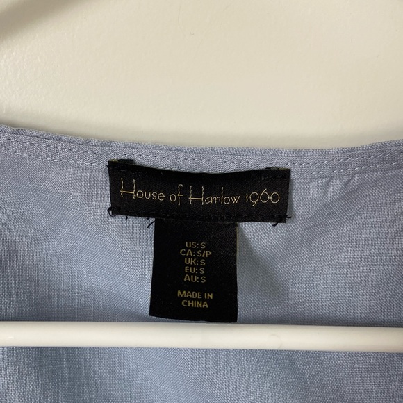 HOUSE OF HARLOW 1960 LINEN BLUE CROP TOP WITH SIDE ZIPPER Size Small - Picture 2 of 6